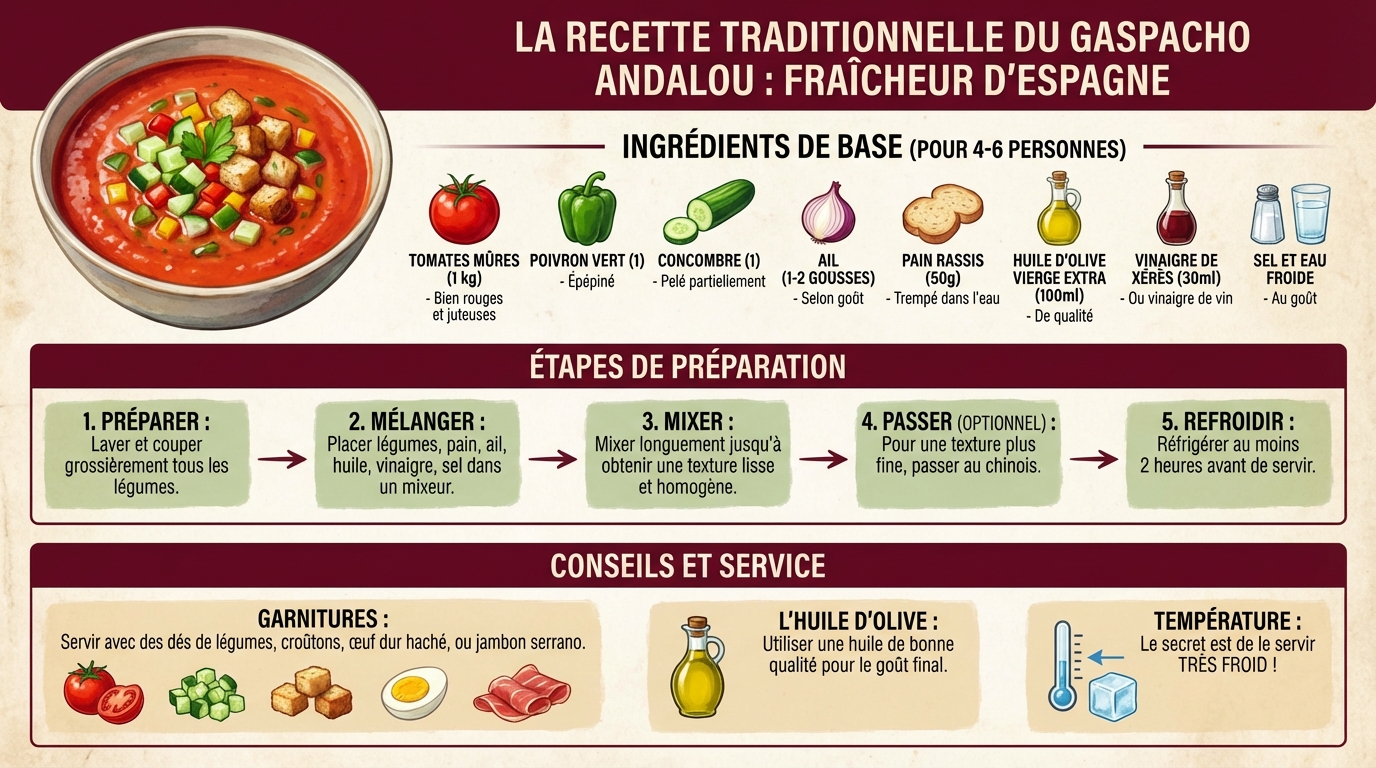 Étapes de préparation du gaspacho