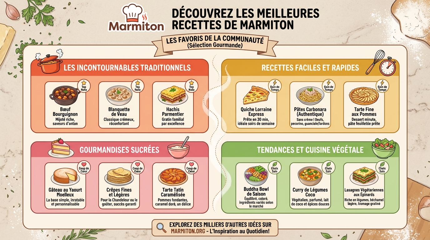 Découvrez les meilleures recettes de marmiton 1 Les recettes emblématiques