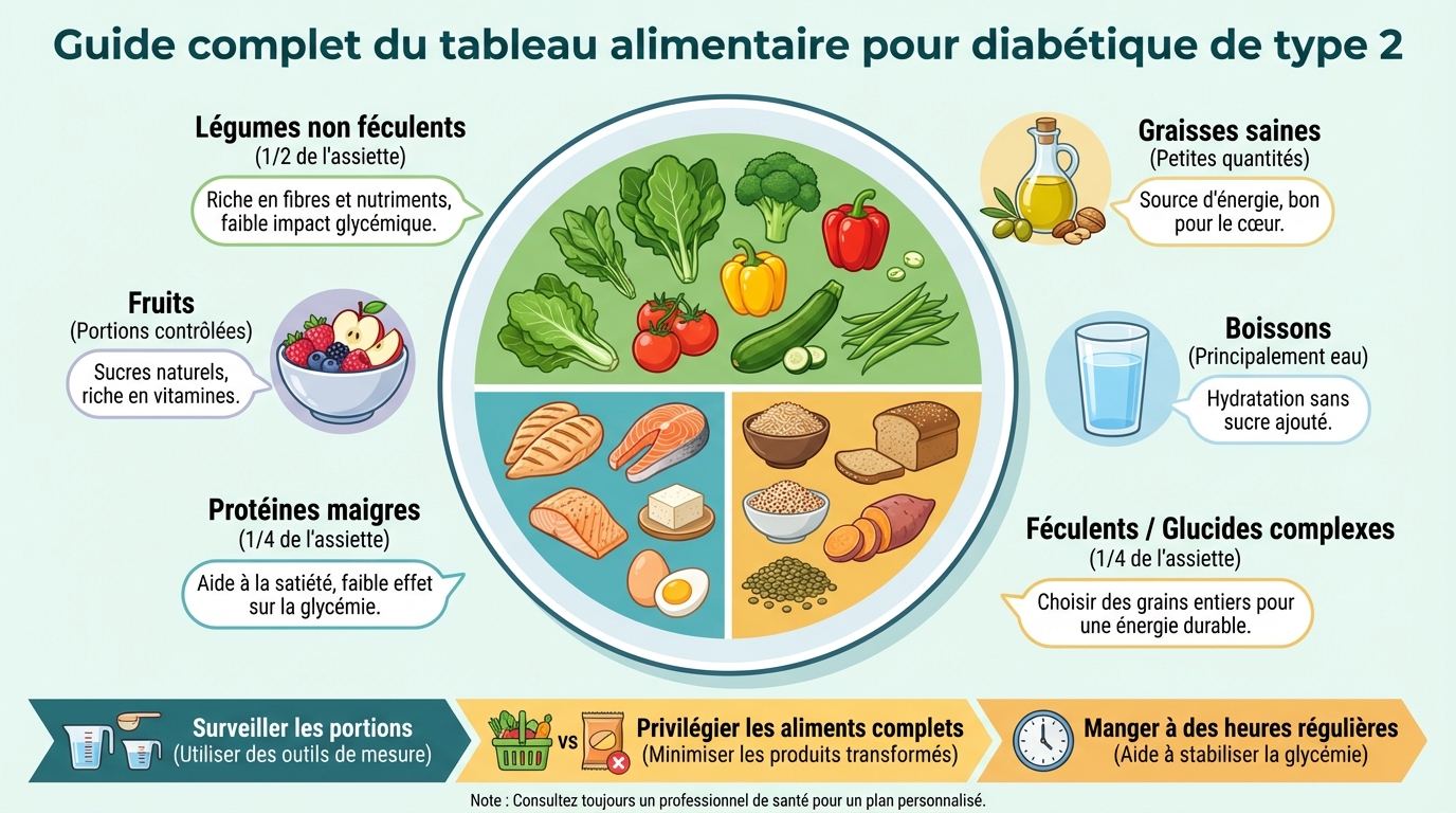 Guide complet du tableau alimentaire pour diabétique de type 2 1 Tableau alimentaire pour diabétique de type 2