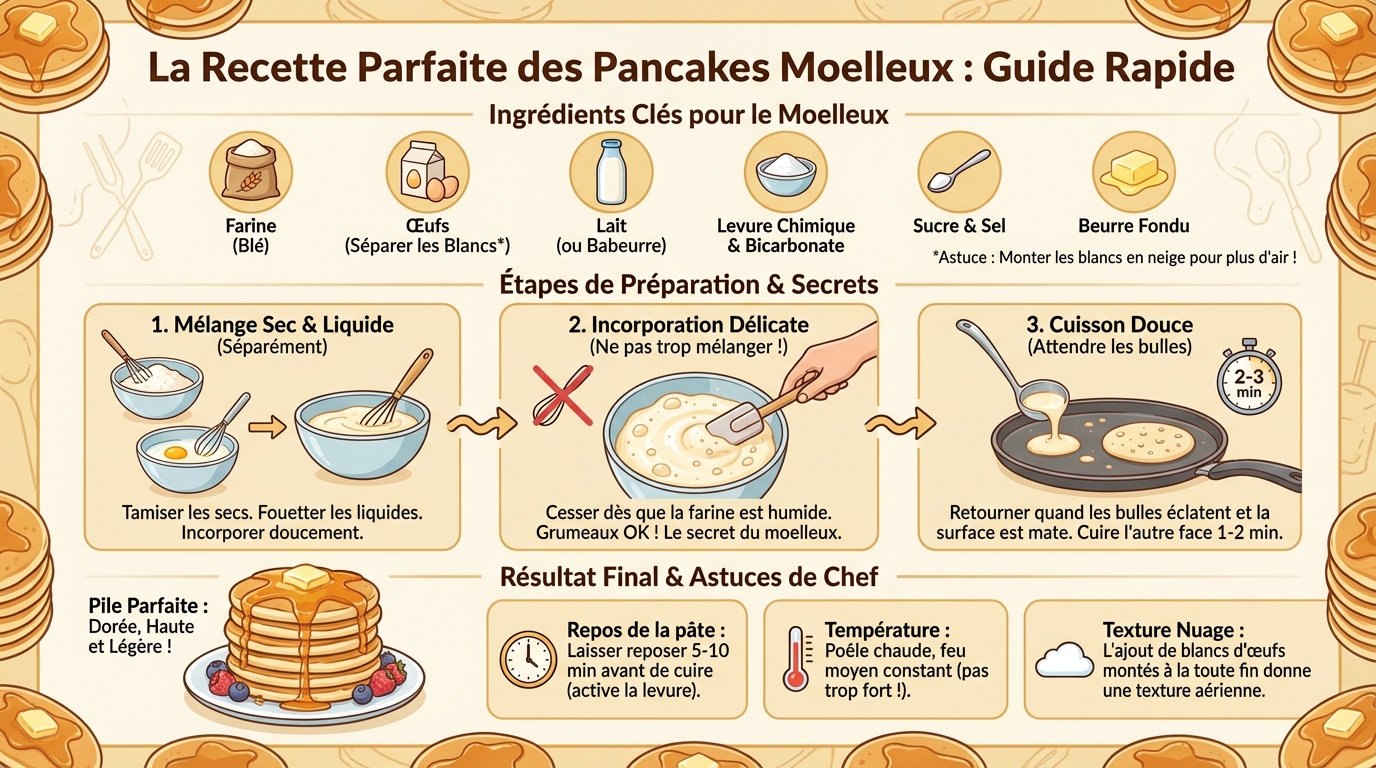 Découvrez la recette parfaite des pancakes moelleux 1 Étapes de préparation des pancakes