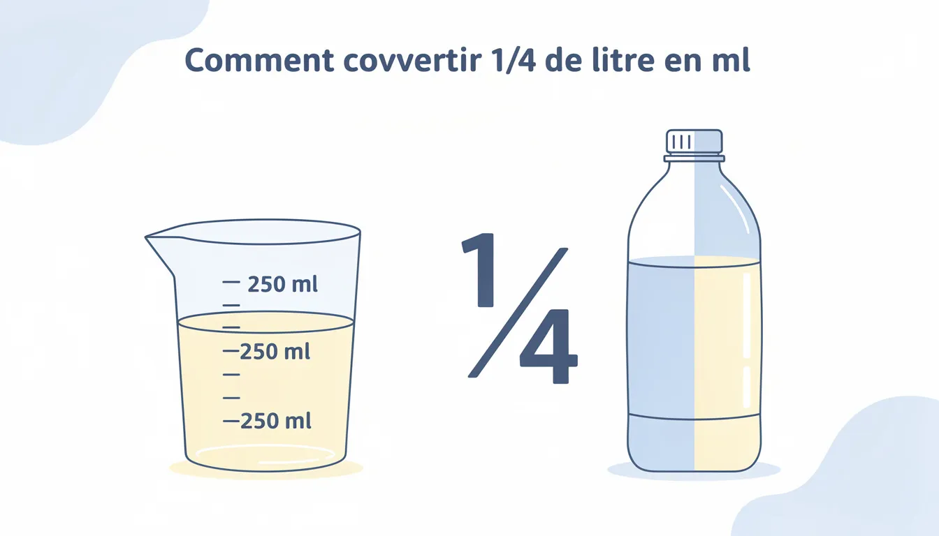 Comment convertir 1/4 de litre en ml