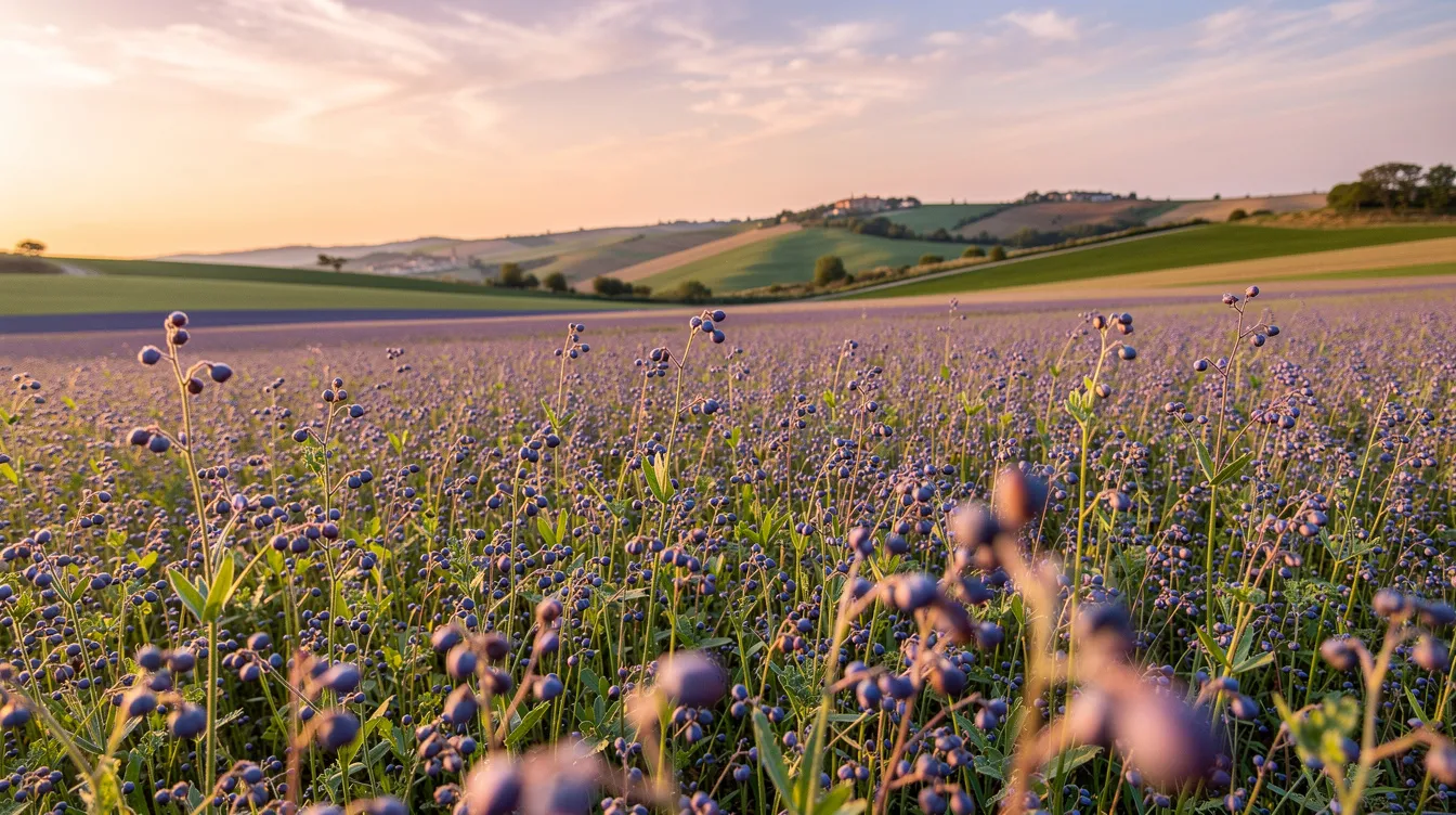 Champ de lentilles en fleurs : un spectacle éphémère en ombrie